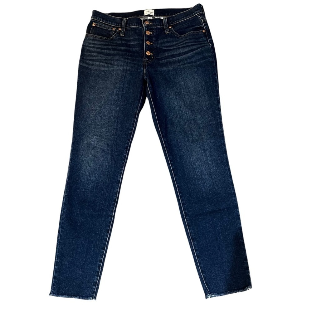 J. Crew 9” Toothpick Skinny Dark Denim Jeans Raw Hem Sz 30 - Picture 3 of 9